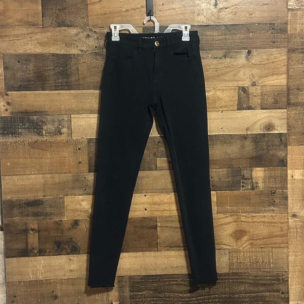 American Eagle Hi-Rise Jeggings Super Stretchx4 Size 2 Long Distressed A…